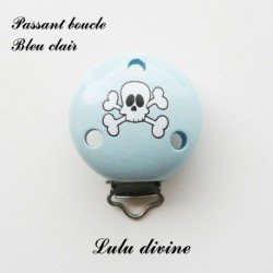 Pince / Clip en bois, attache tétine, passant, Tete de mort