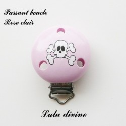 Pince / Clip en bois, attache tétine, passant, Tete de mort