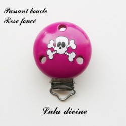 Pince / Clip en bois, attache tétine, passant, Tete de mort