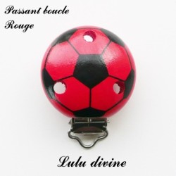 Pince / Clip en bois, attache tétine, passant, Ballon de foot