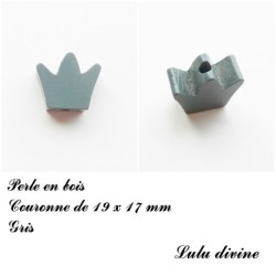Perle en bois de 19 x 17 mm, Perle plate couronne 