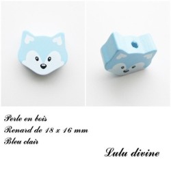 Perle en bois de 18 x 16 mm, Perle plate petite Tête de renard : 