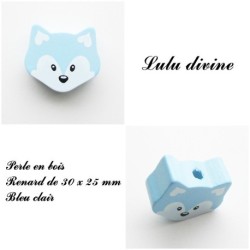 Perle en bois de 30 x 25 mm, Perle plate moyenne Tête de renard : 