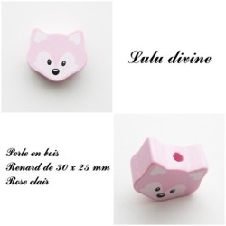 Perle en bois de 30 x 25 mm, Perle plate moyenne Tête de renard : 