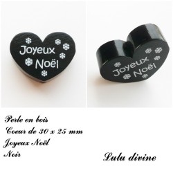Perle en bois Coeur Joyeux noel 2