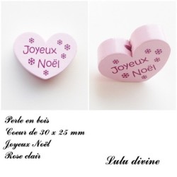 Perle en bois Coeur Joyeux noel
