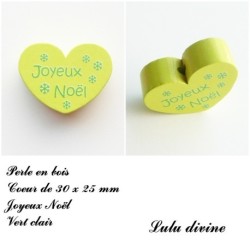 Perle en bois Coeur Joyeux noel