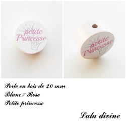 Perle en bois de 20 mm, Perle en bois, Petite princesse
