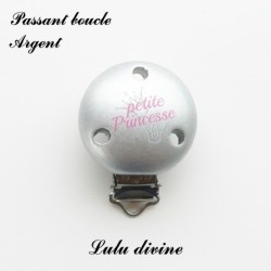 Pince / Clip en bois, attache tétine, passant, Petite princesse, Couronne
