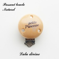 Pince / Clip en bois, attache tétine, passant, Petite princesse, Couronne