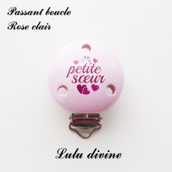 Pince / Clip en bois, attache tétine, passant, Petite soeur, Coeur  2