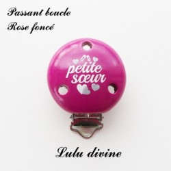 Pince / Clip en bois, attache tétine, passant, Petite soeur, Coeur 