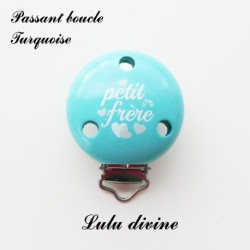 Pince / Clip en bois, attache tétine, passant, Petit frère, Coeur 