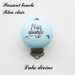 Pince / Clip en bois, attache tétine, passant, Petit diable