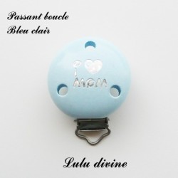 Pince / Clip en bois, attache tétine, passant,  I Love Mom