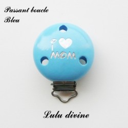Pince / Clip en bois, attache tétine, passant,  I Love Mom