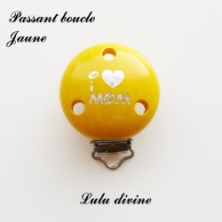 Pince / Clip en bois, attache tétine, passant,  I Love Mom