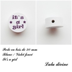 Perle en bois 20 mm, Perle en bois, It's a girl