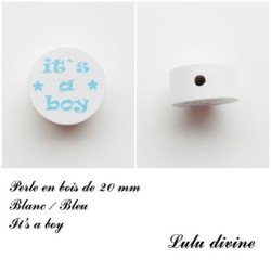 Perle en bois de 20 mm, Perle en bois, It's a boy