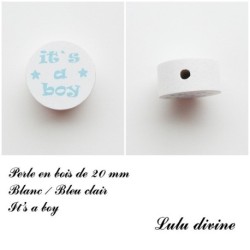 Perle en bois de 20 mm, Perle en bois, It's a boy