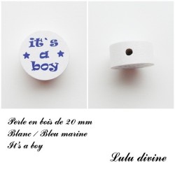 Perle en bois de 20 mm, Perle en bois, It's a boy 2