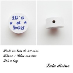 Perle en bois de 20 mm, Perle en bois, It's a boy
