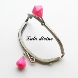 Fermoir claps Fleur demi cercle porte monnaie de 8.8 cm métal Bronze, Fleur perle Vert