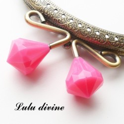 Fermoir claps Fleur demi cercle porte monnaie de 8.8 cm métal Bronze, Fleur perle Vert