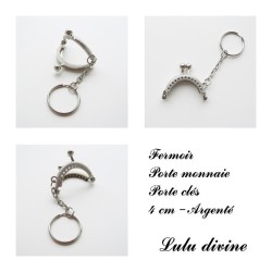 Fermoir claps demi cercle mini porte monnaie en porte-clé 4 cm métal  2