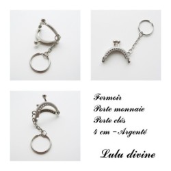 Fermoir claps demi cercle mini porte monnaie en porte-clé 4 cm métal 