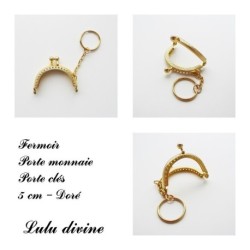 Fermoir claps demi cercle mini porte monnaie en porte-clé 5 cm métal 