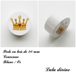 Perle en bois, blanc : Couronne 2