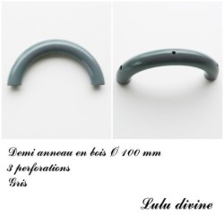 Demi anneau en bois de 100 mm avec trou, pour hochet bébé 