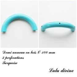 Demi anneau en bois de 100 mm avec trou, pour hochet bébé 