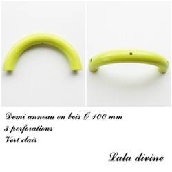 Demi anneau en bois de 100 mm avec trou, pour hochet bébé 