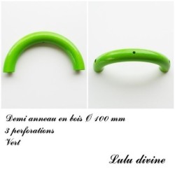 Demi anneau en bois de 100 mm avec trou, pour hochet bébé 