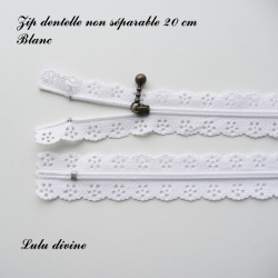 Zip non séparable en dentelle de 20 cm 2
