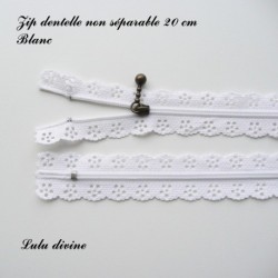 Zip non séparable en dentelle de 20 cm