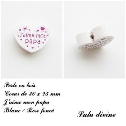 Perle en bois Coeur J'aime mon papa