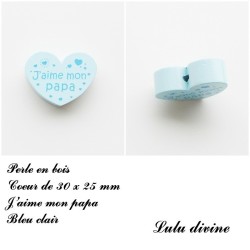 Perle en bois Coeur J'aime mon papa 2