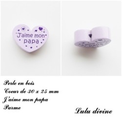 Perle en bois Coeur J'aime mon papa