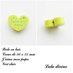 Perle en bois Coeur J'aime mon papa