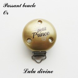 Pince / Clip en bois, attache tétine, passant, Petit prince, Couronne 