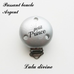 Pince / Clip en bois, attache tétine, passant, Petit prince, Couronne 