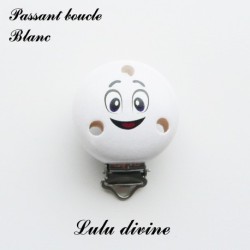 Pince / Clip en bois, attache tétine, passant, Smiley 