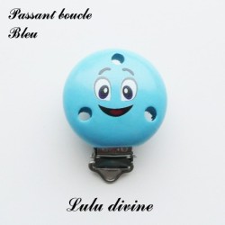 Pince / Clip en bois, attache tétine, passant, Smiley 