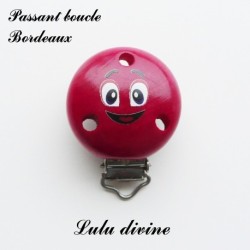 Pince / Clip en bois, attache tétine, passant, Smiley 