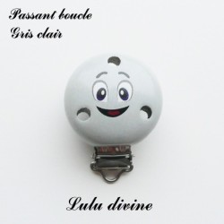 Pince / Clip en bois, attache tétine, passant, Smiley 