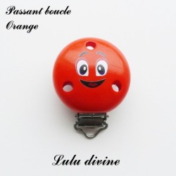 Pince / Clip en bois, attache tétine, passant, Smiley 