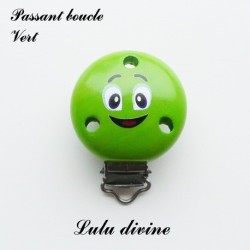 Pince / Clip en bois, attache tétine, passant, Smiley 